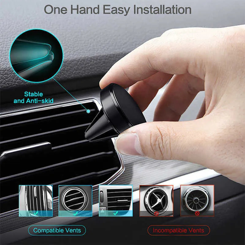 Portable Strong secure Magnetic Mobile Phone Stand Car Air Vent Mount Holder - Luxury Lights