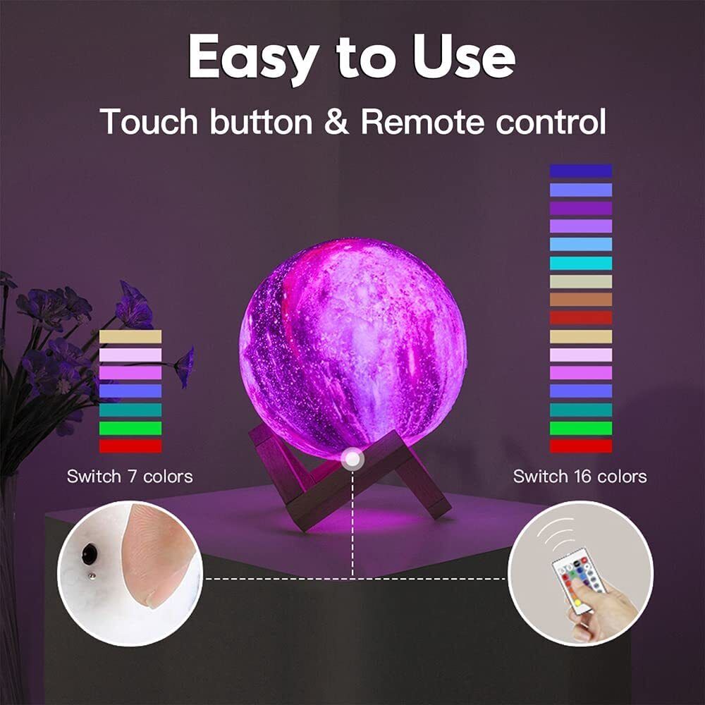 Durable Moon Lamp Galaxy Lamp 5.9 inch 16 Colors LED 3D Moon Light Lava Lamp - Luxury Lights