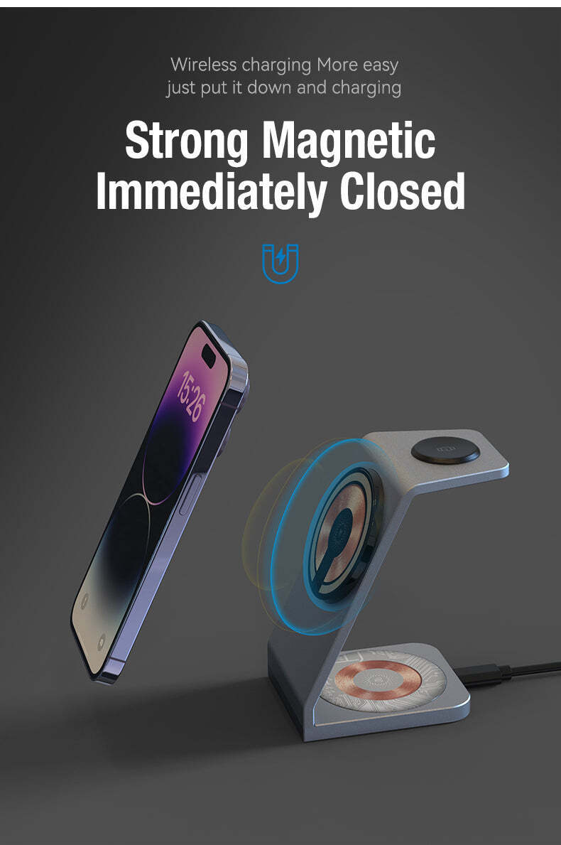 FAST NEW Transparent 3 in 1 Magnetic Wireless Charger Stand Holder 15W