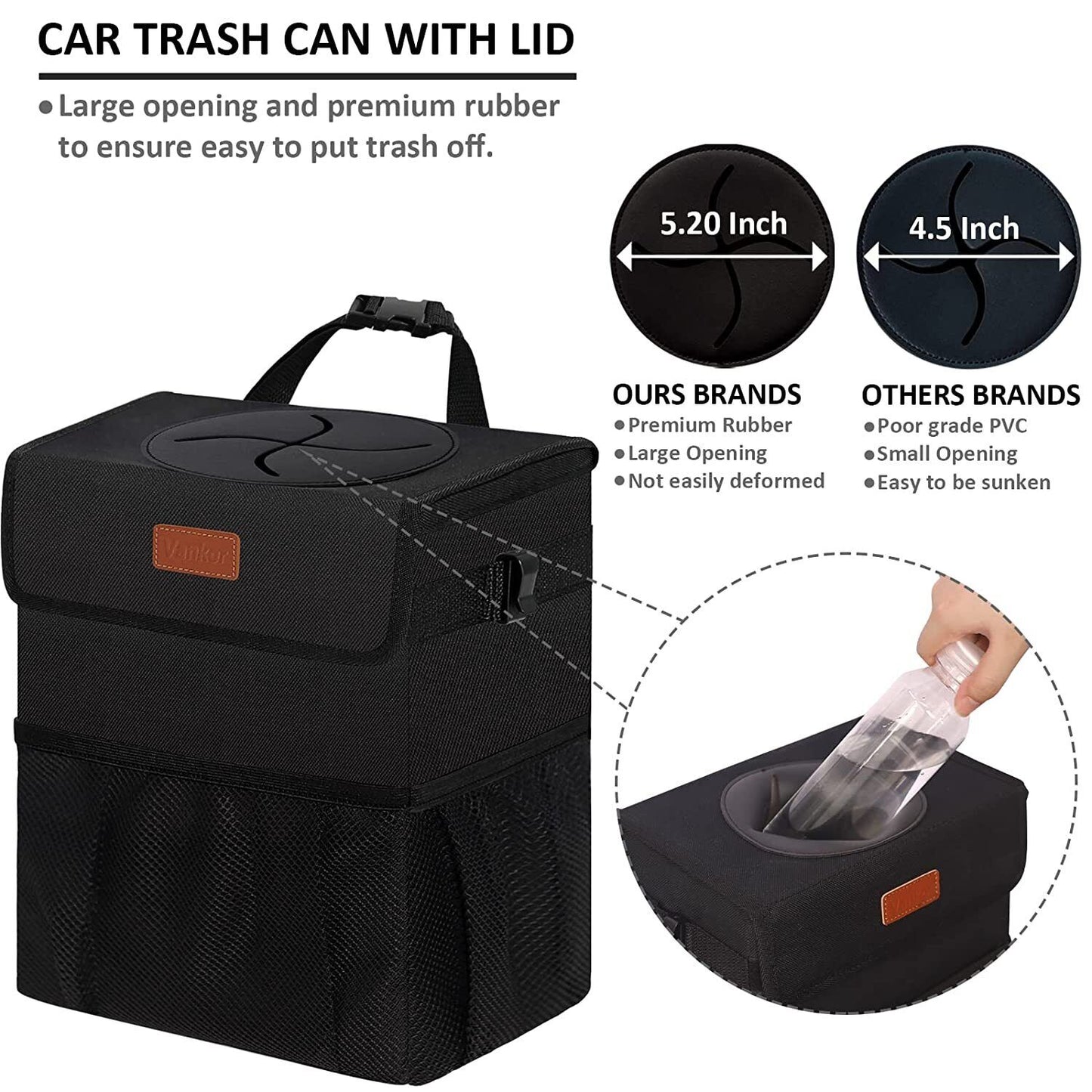 Car Trash Bag Bin Hanging Waterproof Automotive Car Garbage Cans Leak Proof Vehi - Luxury Lights