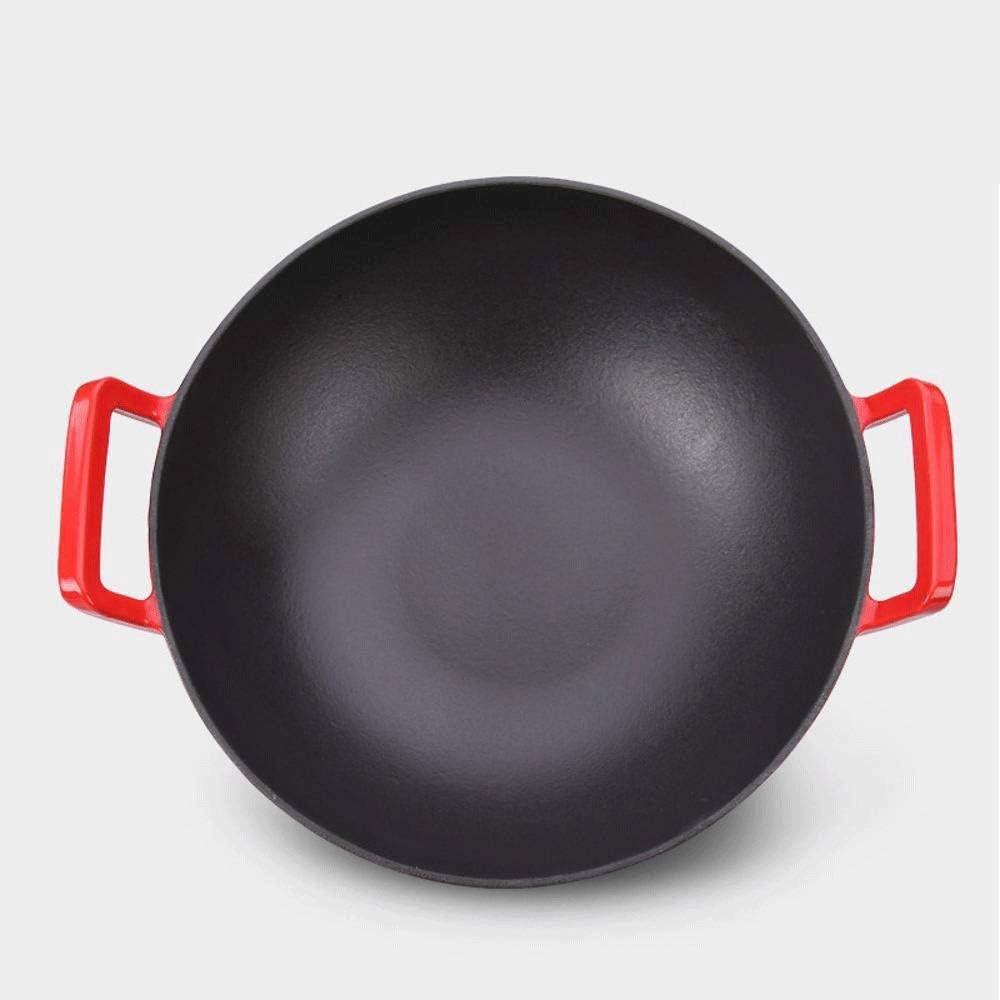 Pre-seasoned non-stick cast iron wok with handle