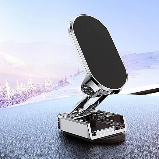 Durable and secure 720 degree Rotatable and Foldable Metal Magnetic Car Phone Holder - Luxury Lights