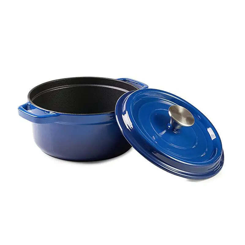 Good size Nonstick good quality Round Dutch Oven blue Cast Iron Enamel Coated Casserole - Luxury Lights