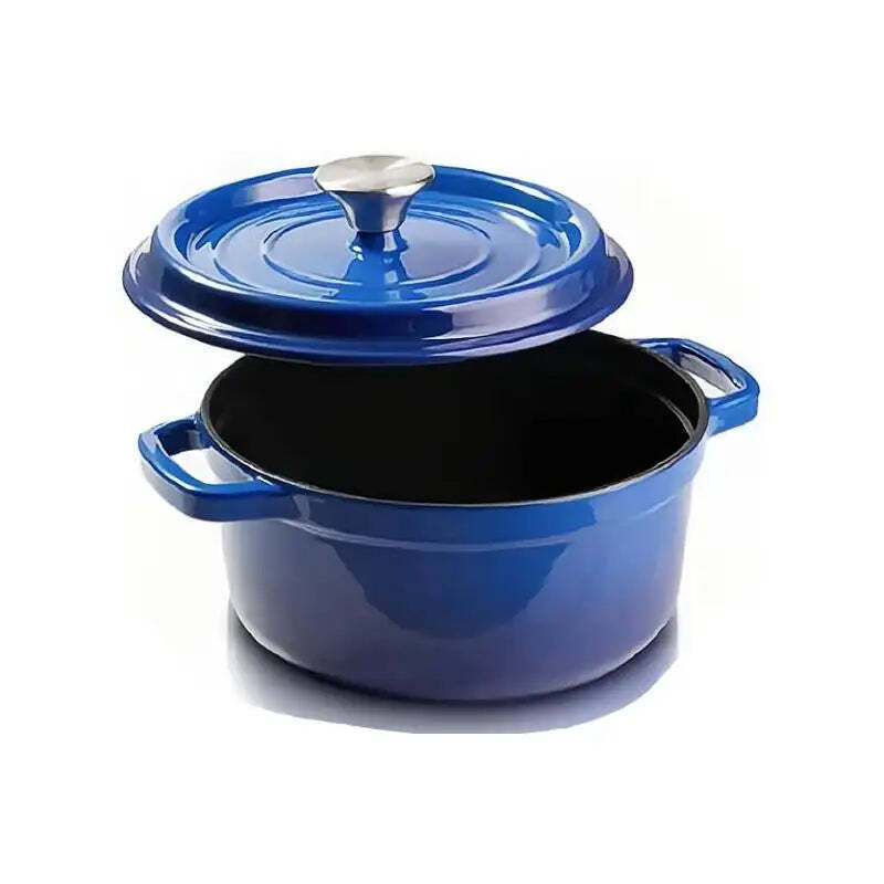 Good size Nonstick good quality Round Dutch Oven blue Cast Iron Enamel Coated Casserole - Luxury Lights