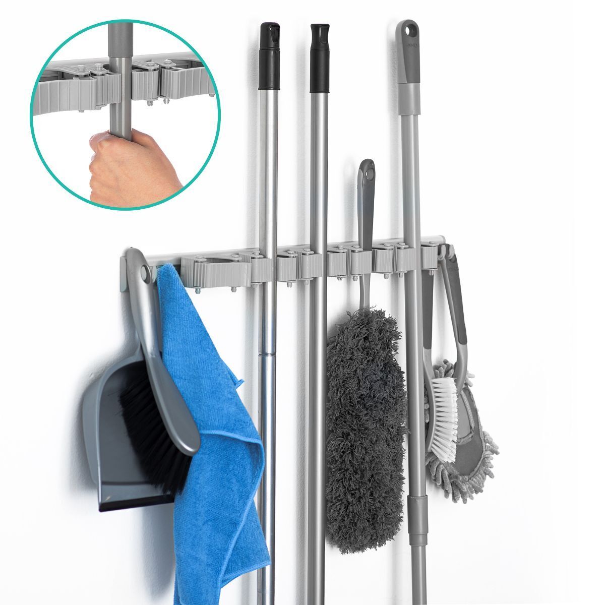 strong and durable Wall mounted stainless steel mop and broom storage holders with qurantee - Luxury Lights