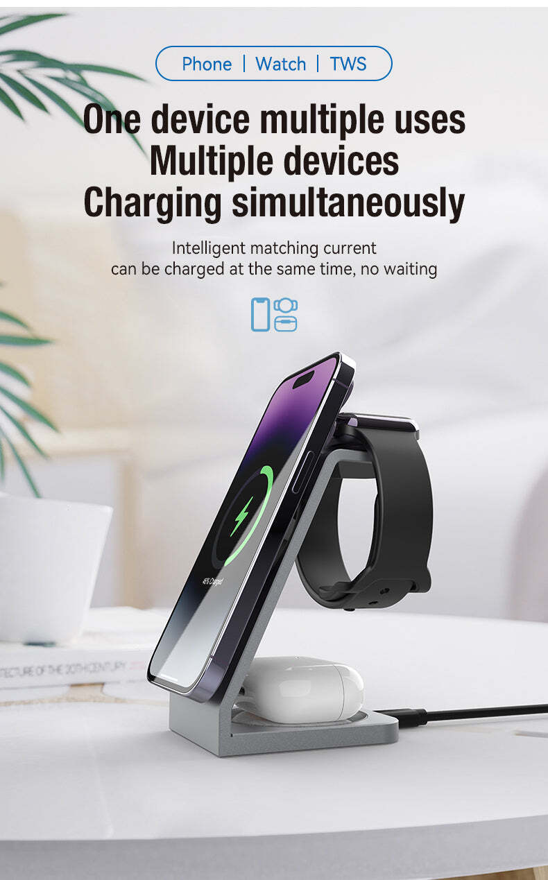 FAST NEW Transparent 3 in 1 Magnetic Wireless Charger Stand Holder 15W