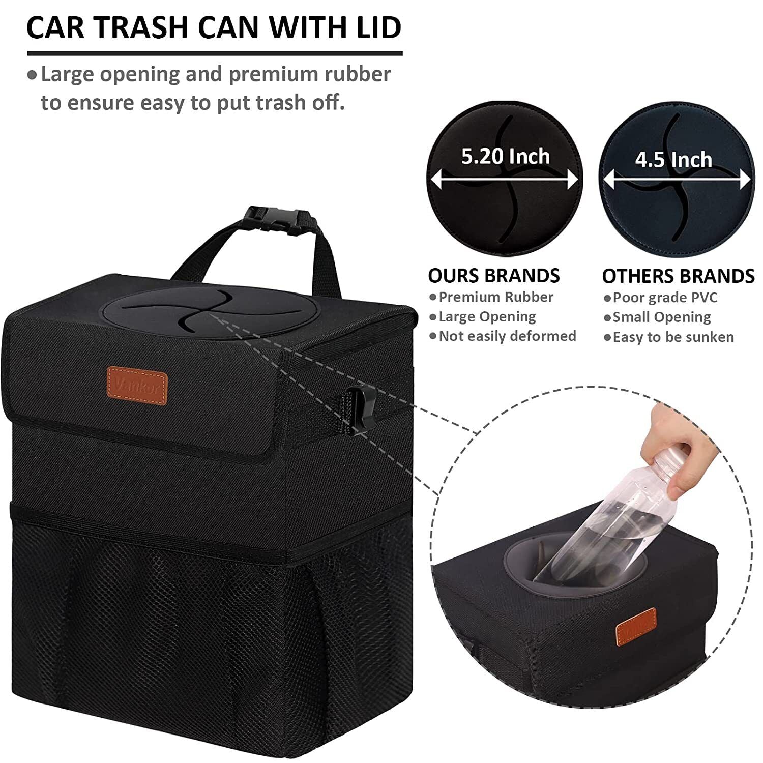 Car Trash Bag Bin Hanging Waterproof Automotive Car Garbage Cans Leak Proof Vehi - Luxury Lights