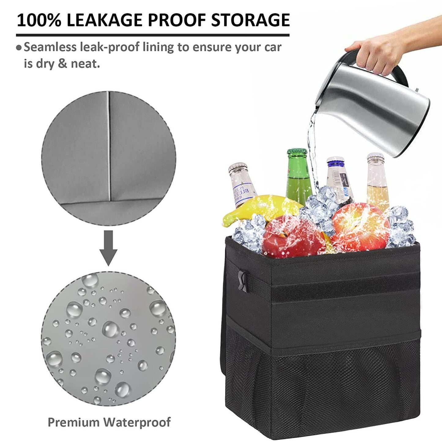 Car Trash Bag Bin Hanging Waterproof Automotive Car Garbage Cans Leak Proof Vehi - Luxury Lights