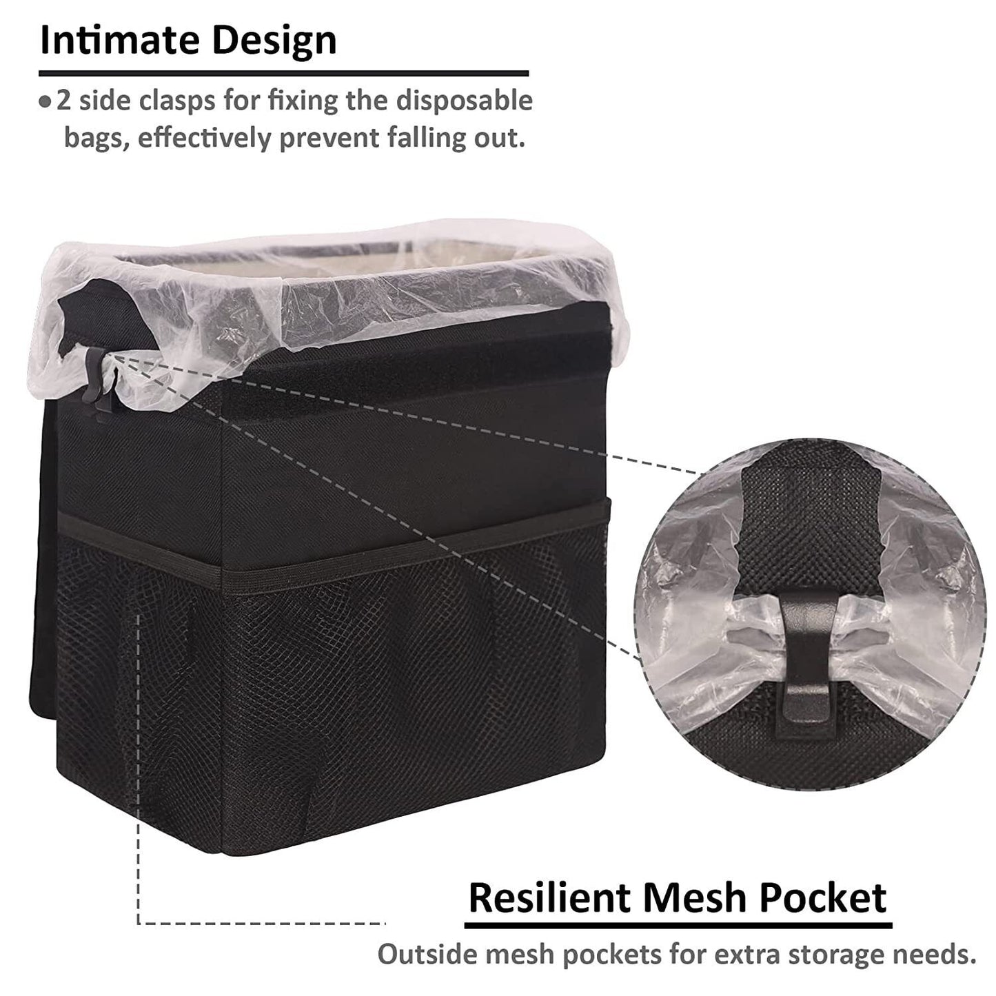 Car Trash Bag Bin Hanging Waterproof Automotive Car Garbage Cans Leak Proof Vehi - Luxury Lights