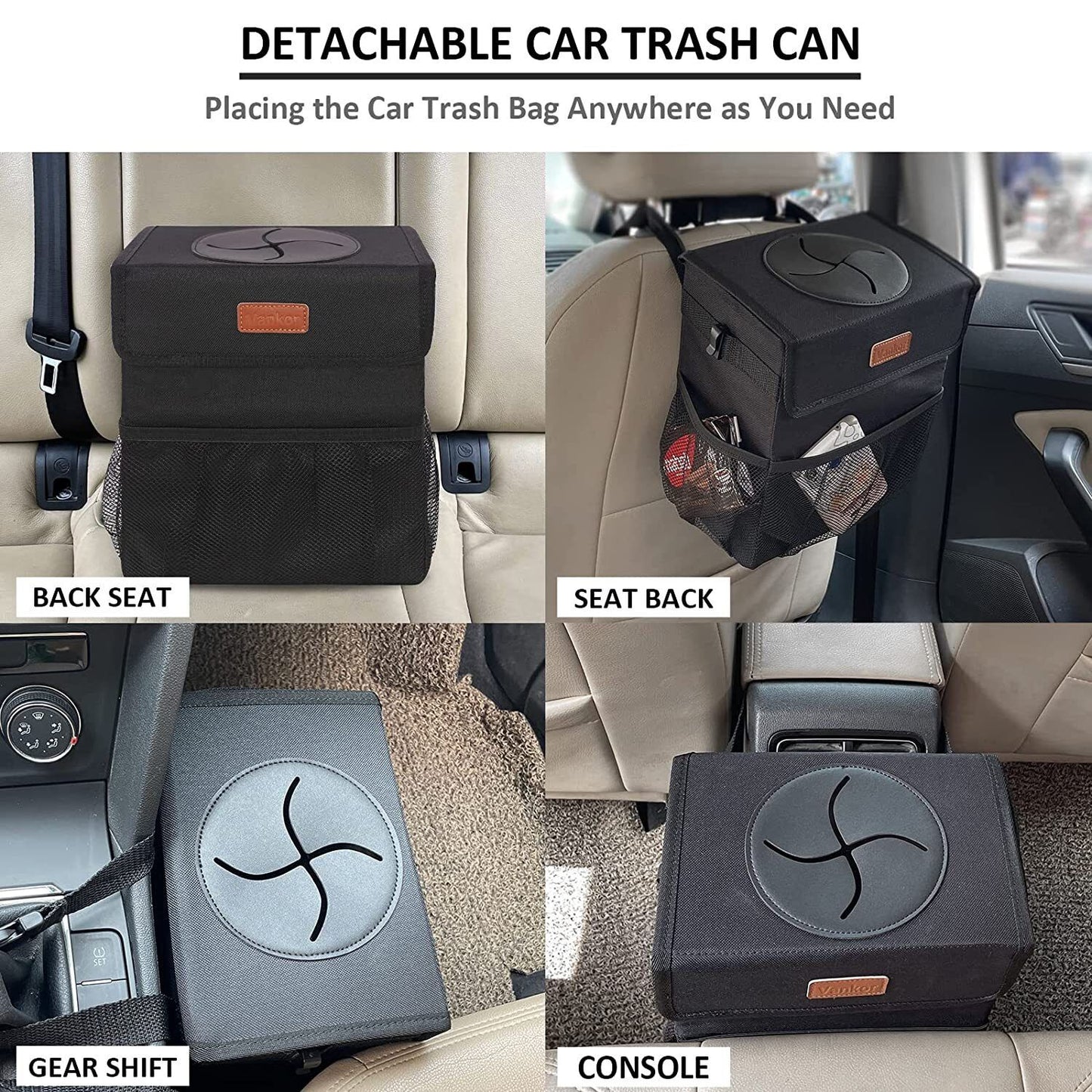 Car Trash Bag Bin Hanging Waterproof Automotive Car Garbage Cans Leak Proof Vehi - Luxury Lights