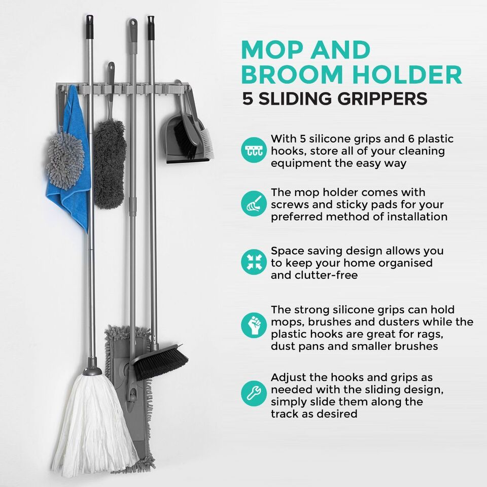 strong and durable Wall mounted stainless steel mop and broom storage holders with qurantee - Luxury Lights