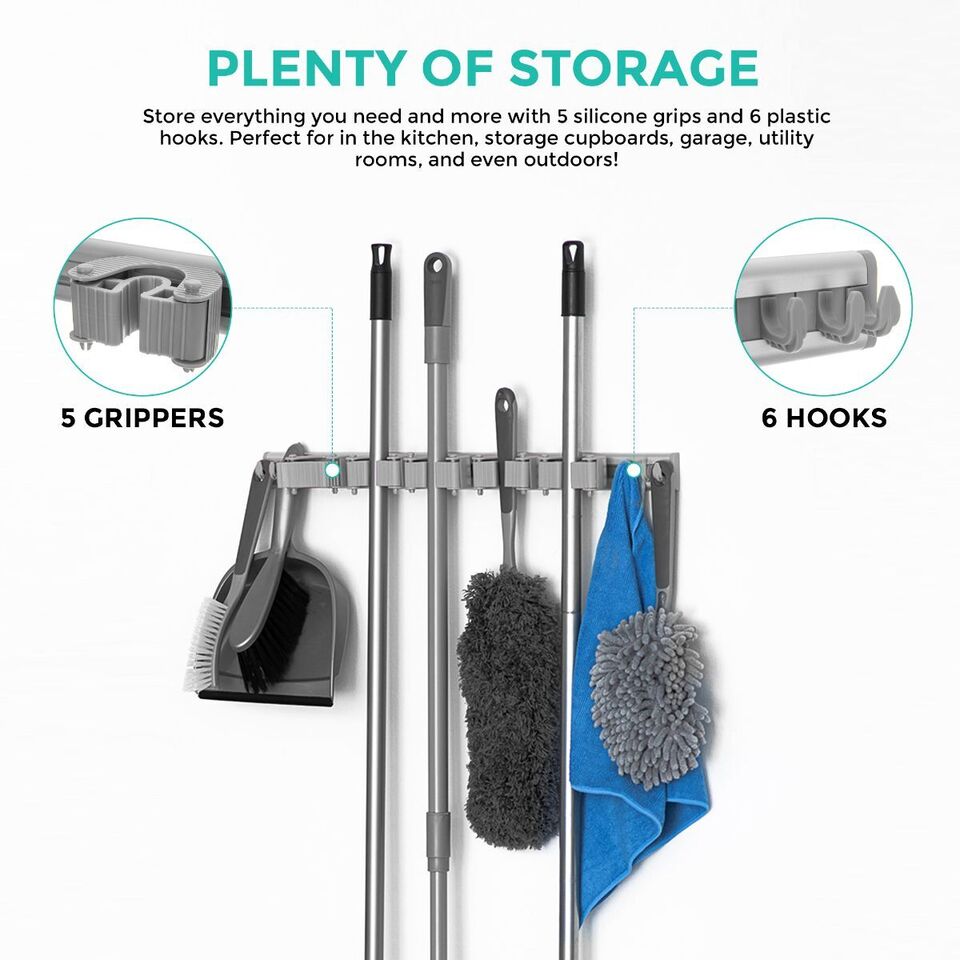 strong and durable Wall mounted stainless steel mop and broom storage holders with qurantee - Luxury Lights