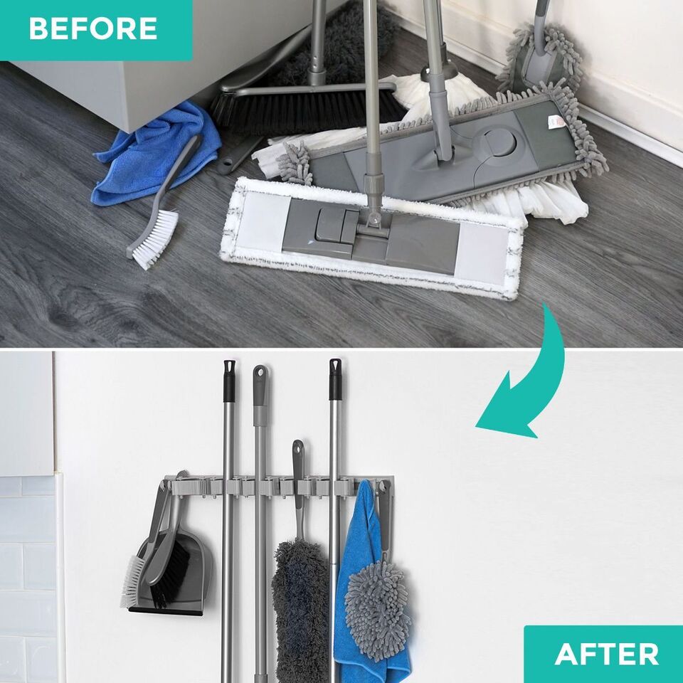 strong and durable Wall mounted stainless steel mop and broom storage holders with qurantee - Luxury Lights